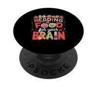 Reading is Food for Your Brain Livres pour Enfants Personnages PopSockets PopGrip Adhésif