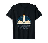 Reading Is Lit Bougie Pun Graphic Design T-Shirt
