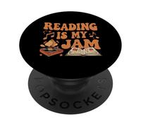 Reading is My Jam Book Lover Groovy Music Notes Retro PopSockets PopGrip Adhésif