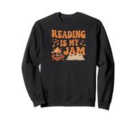 Reading is My Jam Book Lover Groovy Music Notes Retro Sweatshirt