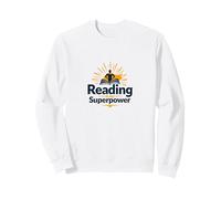 Reading is My Superpower Library Cadeau pour Amoureux de Livres Sweatshirt, Unisexe pour Adultes, Blanc, S
