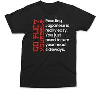Reading Japanese is Easy T-Shirt Funny Offensive Rude Joke Japan Gift Unisex Tee Men's Male Black L