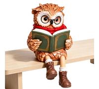 Reading Owl Bookcase Figurine - 3D Printed Glasses & Scarf Decor | Nook Sta | Whimsical Book Lover Owl Display, Detailed Boots & Open Book Tabletop Accent, Charming Gift for Library Desk, Bookshelf & Man