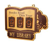 Reading Progress Board - Wall Mounted Book Count Sign, Adjustable Wooden Shelf Tracker with Hooks, Keeps Track of Finished Books, Stylish Decorative Organizer, Ideal for Home Office Study Library