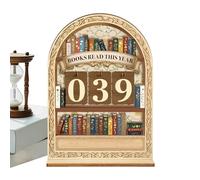 Reading Progress Counter - Wooden Book Tracker, Yearly Reading Sign With Sliding Marker, Reader Decor Natural Wood Finish, Library Accessory Design, Book Challenge For Classroom Home