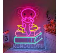 Readolotl Panneau néon Axolotl pour décoration de salle de limentation USB, salamandre mexicaine, veilleuse pour salle de classe, rat de bibliothèque, salle de lecture
