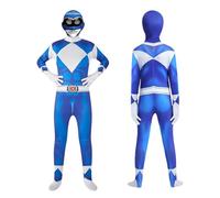 READREAM Deguisement Power Ranges Enfant, Costume d'Halloween Power Ranges Enfant, Jumpsuit Imprimé 3D Body Tenue, Costume Cosplay Combinaison avec Masque Pour Carnaval, Halloween, Anniversaire (B)