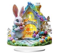 READREAM Panneau Lapin de Table de Pâques, 2D Acrylique Décoration de Table de Pâques, Ornement en Forme de Lapin, Décor de Pœuf de Pâque, Figurine de Support Nouveauté, Décoration (A)