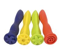 READY 2 LEARN Lot de 4 tampons triangulaires - Motifs - Accessoires de pâte à modeler - Fournitures artistiques faciles à prendre en main - Tampons de peinture pour enfants