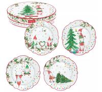 READY FOR CHRISTMAS Assiette dessert en porcelaine 20 cm décor Noël - Les 4