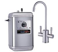 Ready Hot Compact Distributeur d'eau Chaude instantanée, réservoir en Acier Inoxydable, Montage Mural, contrôle de température réglable, Comprend Une clé à Double Levier Chaude et Froide avec