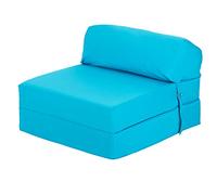 Ready Steady Bed Chaise Pliante Z-Fold Confortable | Canapé-lit Futon léger | Housse Souple et résistante à l'eau | Matelas Zbed de Conception Ergonomique (Turquoise)