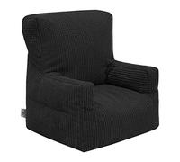 Ready Steady Bed Fauteuil Poire pour Enfant | Mobilier en Velours côtelé Confortable pour Enfants | Fauteuil Poire Ergonomique | Siège sûr et Doux pour Enfants | Canapé de Salle de Jeux (Noir)