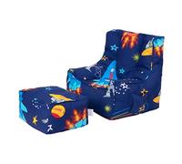 Ready Steady Bed Fauteuil Poire pour Enfants avec Pouf | Canapé pour Salle de Jeux avec sièges Souples et sécurisés pour Les Enfants | Fauteuil Ergonomique pour Les Tout-Petits | (Space Boy)