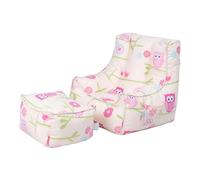 Ready Steady Bed Pouf pour enfant confortable et ergonomique avec repose-pieds Motifs chouettes