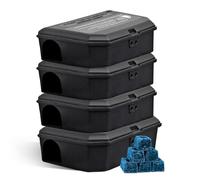 READY STEADY DEFEND Lot de 4 boîtes à souris pré-appâtées | Contrôle professionnel de la souris en toute simplicité, noir (4 boîtes pré-appâtes)