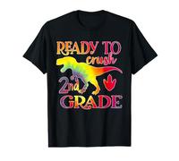 Ready to Crush 2nd Grade Dinosaur Back to School Tie Dye T-Shirt Graphique avec Valeur