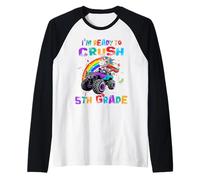 Ready to Crush 5th Grade Unicorn Monster Truck Back School Manche Raglan