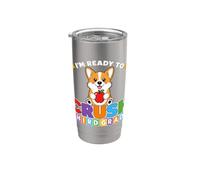 Ready to Crush Third Grade Corgi Dog Day of School 3rd Grade Gobelet isotherme en acier inoxydable double paroi