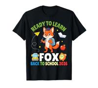 Ready to Learn Fox Back to School 2026 Étudiant Garçon Fille Enfant T-Shirt