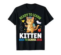 Ready to Learn Kitten Back to School 2026 Étudiants Garçons Filles T-Shirt