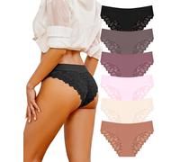 READY TO LOVE Culotte Femme Dentelle Slip Femme sans Couture Culotte Femme Brésilienne sous-vêtements Féminins Doux Et Confortable 6 Pièces（M）