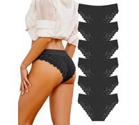 READY TO LOVE Culotte Femme Dentelle Slip Femme sans Couture Culotte Femme Brésilienne sous-vêtements Féminins Doux Et Confortable 6 Pièces（M）