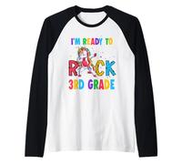 Ready to Rock 3rd Grade Dabbing Unicorn Back to School Manche Raglan