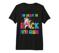 Ready to Rock Fifth Grade Dabbing Unicorn Back to School T-Shirt Haut de Gamme