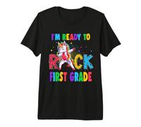 Ready to Rock First Grade Dabbing Unicorn Back to School T-Shirt Haut de Gamme