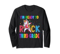 Ready to Rock Third Grade Dabbing Unicorn Back to School Manche Longue
