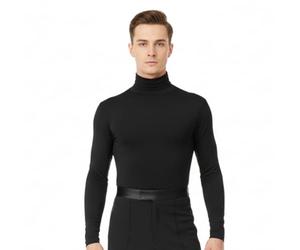 Ready4Dance Body Col Roulé Homme Danse - Manches Longues, Tissu Élastique, Fermeture Boutons - Pour Danses Latines, Salsa, Samba, Cha Cha - Noir ou Blanc - Tailles S à 3XL - Made in Italy, noir XXL