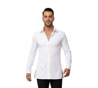 Ready4Dance Chemise de Danse Homme Burgos Slim Fit - Danse Standard et Latino-Américaine, Tissu Technique Respirant, Col Rigide avec Baleines, Tailles S-4XL, Blanc, Fabriquée en Italie M