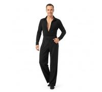 Ready4Dance Pantalon Tampico Homme Latino - Taille Haute, 2 Pliures, Poches Latérales, Coupe Slim Cheville - Noir, XS-XL,Tissu Technique Extensible - Made in Italy,M
