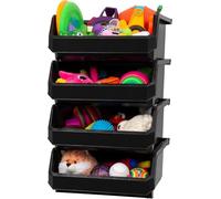 ReadySpace Lot de 4 conteneurs en plastique extra larges pour organiser et ranger les placards, la cuisine, le bureau ou le garde-manger, 37,5 x 41,9 x 17,8 cm, noir