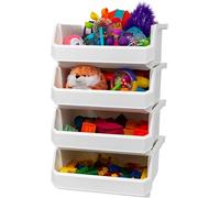 ReadySpace Lot de 4 conteneurs en plastique extra larges pour organiser et ranger les placards, la cuisine, le bureau ou le garde-manger, 37,5 x 41,9 x 17,8 cm, blanc