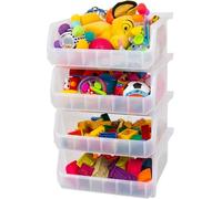 ReadySpace Lot de 4 récipients en plastique pour organiser et ranger les placards, la cuisine, le bureau, les jouets ou le garde-manger, très grands, transparents