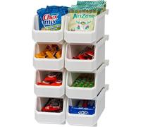 ReadySpace Lot de 8 récipients en plastique pour organiser et ranger les placards, la cuisine, le bureau, les jouets ou le garde-manger, taille M, blanc