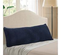 Reafort Housse de Coussin Ultra Douce en Sherpa avec Fermeture éclair - 53 cm x 137 cm - Bleu Marine