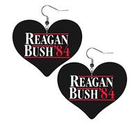 Reagan Bush '84 boucles d'oreilles en cuir pour femmes boucles d'oreilles pendantes goutte coeur pendentif avec crochet cadeaux pour fille adulte