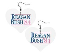 Reagan Bush '84 boucles d'oreilles en cuir pour femmes boucles d'oreilles pendantes goutte coeur pendentif avec crochet cadeaux pour fille adulte