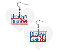 Reagan Bush '84 boucles d'oreilles en cuir pour femmes boucles d'oreilles pendantes goutte coeur pendentif avec crochet cadeaux pour fille adulte