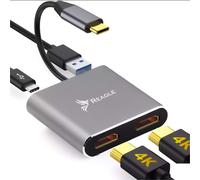 Reagle USB C Adapter Hub avec 2 HDMI 4K PD 100W USB 3.2 Gen 1 Aluminium