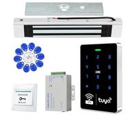 ReaIOKbii Kit Contrôle d'Accès WiFi Tuya, Clavier RFID IP68, Verrou Magnétique 350lbs, Alimentation DC12V, 10 000 Utilisateurs pour Maison & Bureau