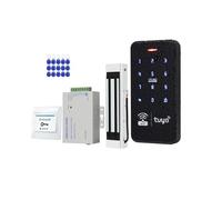 ReaIOKbii Kit de contrôle d'accès étanche WiFi RFID sans fil avec mot de passe clavier tactile rétroéclairé + 15 porte-clés 125 kHz + serrure électromagnétique 180 kg