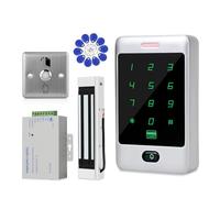 ReaIOKbii Kit système de contrôle d'accès autonome Clavier RFID Touch Clavier en métal Lecteur de cartes pour porte 180 kg/350 lb Serrure magnétique + bouton de sortie 10 porte-clés ID