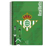 Real Betis Balompié Carnet Bloc, Spirale, Quadrillé, Matériel scolaire, Couleur Vert, Produit officiel (CyP Brands), vert, Estandar, Betis Cahier Folio 80 feuilles