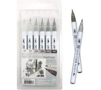 Real Brush Cool Grey Set,Lot De 6 Marqueurs Pinceaux De Couleur Véritable Avec Pointes Pinceau Flexibles Pour Peinture.[Y829]