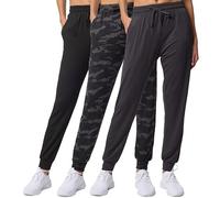 Real Essentials 3 Pack: Women's Ultra-Soft Lounge Joggers Sweatpants Athletic Yoga Pants with Pockets (Available in Plus), Set 5, S, Pack of 3
