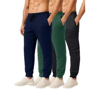 Real Essentials Jeu de 3 Pantalons de Jogging/survêtement/d’athlétisme en Polaire Ultra Douce pour Homme avec Poches (Grandes Tailles Disponibles), Set a, Taille S